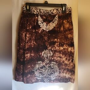 Brown and Cream Patterned Skirt
